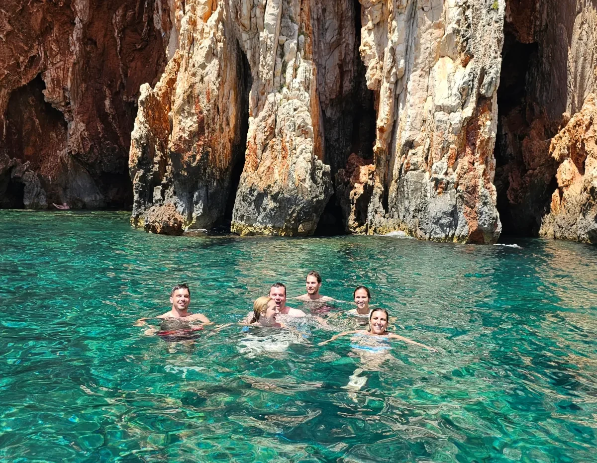 Swimming in crystal-clear Adriatic waters near Hvar